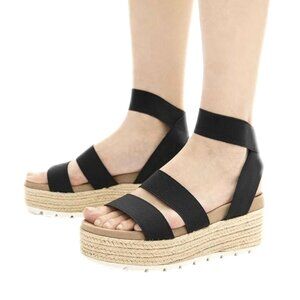 ESPRIT ALLISON Women's Flatform Espadrille Heels Sandals Black Size 10